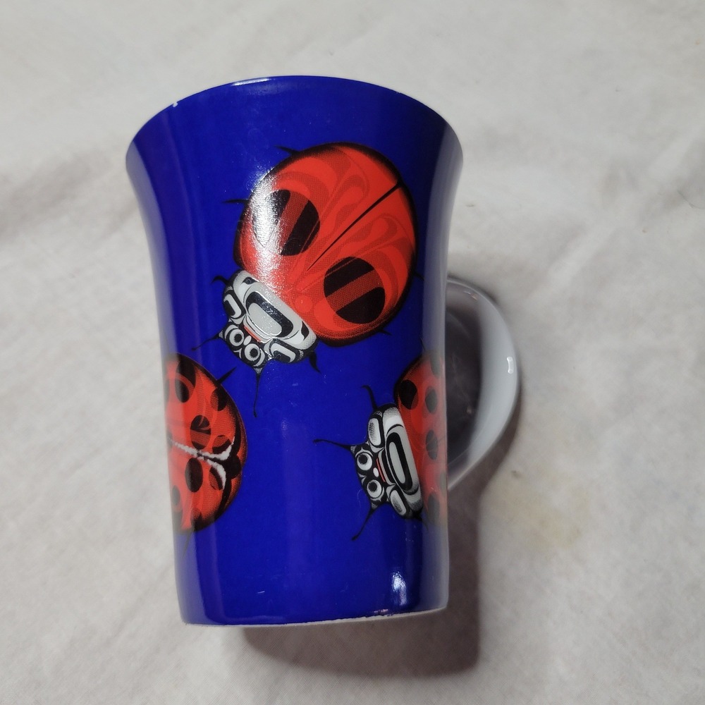 Oscardo Andy Everson Indigenous Ladybug Art Mug Blue Cobalt First Nations Canada
